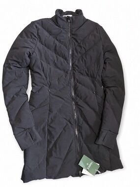 HALARA Black Long Zip Puffer Coat